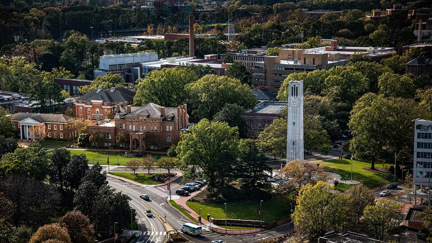 aerial view of NC State's campus